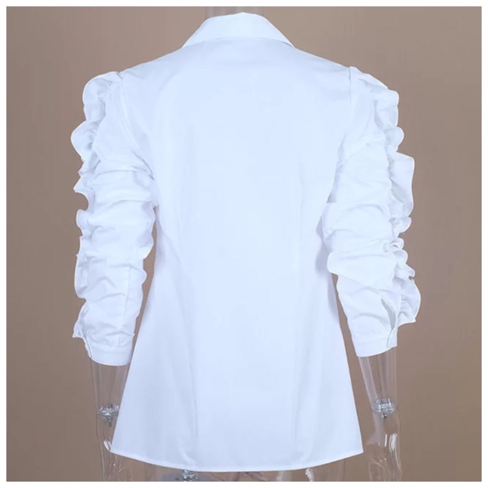 HOST PICK🔥White Ruffle Sleeve Button Blouse Top - Picture 6 of 7